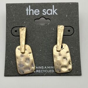 The Sak Gold Tone Hammered Metal‎ Drop Earrings Trendy Jewelry Accessory